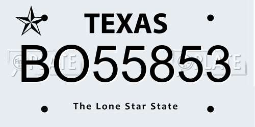 BO55853 Texas License Plate