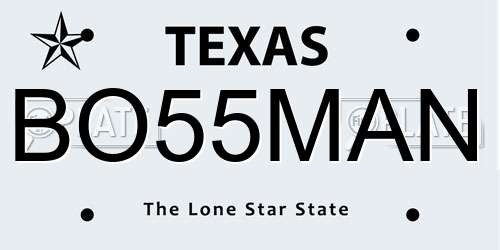 BO55MAN Texas License Plate