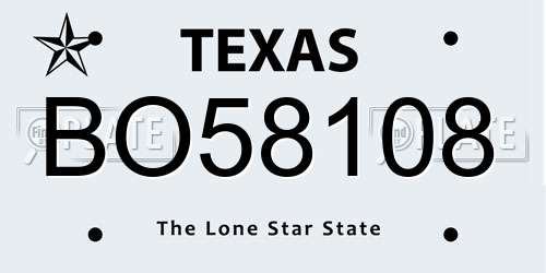 BO58108 Texas License Plate