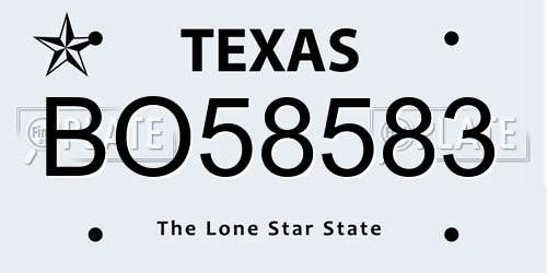 BO58583 Texas License Plate