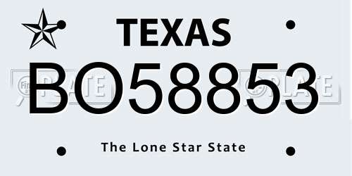 BO58853 Texas License Plate