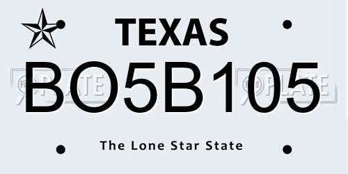 BO5B105 Texas License Plate