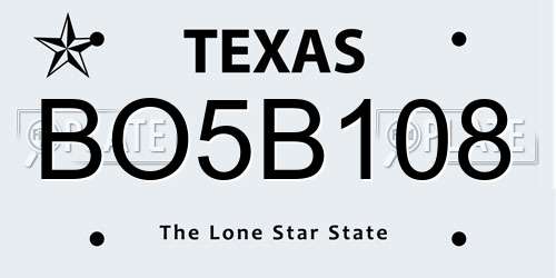 BO5B108 Texas License Plate