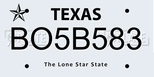 BO5B583 Texas License Plate