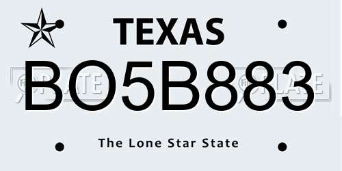 BO5B883 Texas License Plate