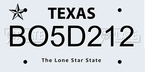 BO5D212 Texas License Plate