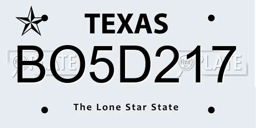BO5D217 Texas License Plate