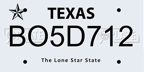 BO5D712 Texas License Plate