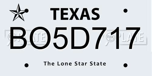 BO5D717 Texas License Plate