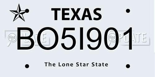 BO5I901 Texas License Plate
