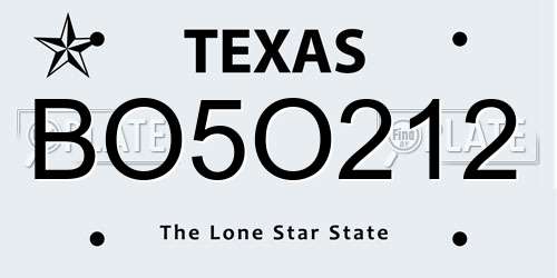 BO5O212 Texas License Plate