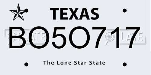 BO5O717 Texas License Plate