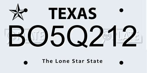 BO5Q212 Texas License Plate