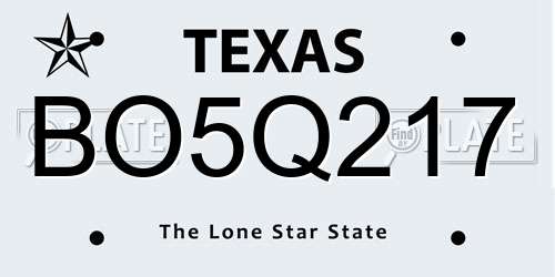 BO5Q217 Texas License Plate