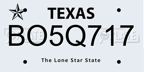 BO5Q717 Texas License Plate