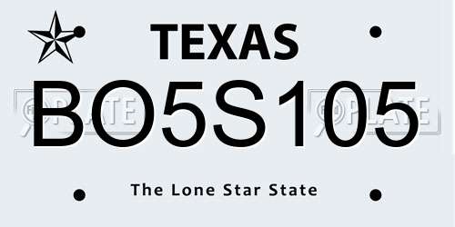 BO5S105 Texas License Plate