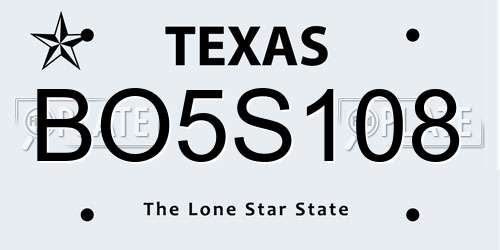 BO5S108 Texas License Plate
