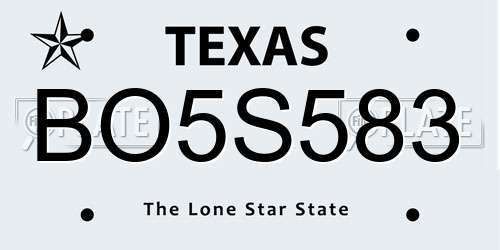BO5S583 Texas License Plate