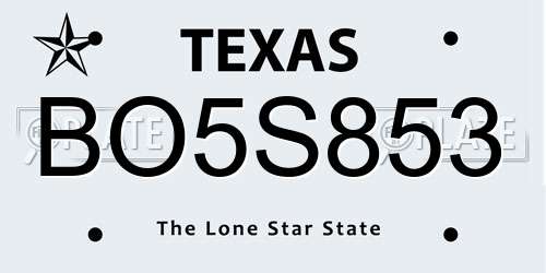 BO5S853 Texas License Plate