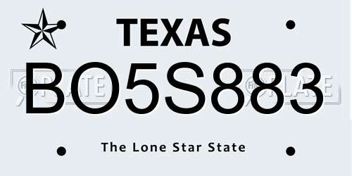 BO5S883 Texas License Plate