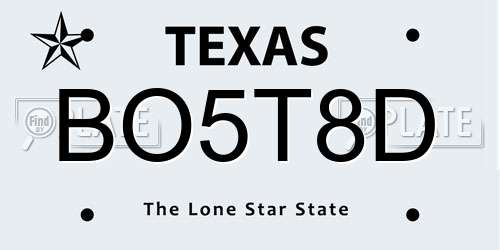 BO5T8D Texas License Plate