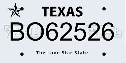 BO62526 Texas License Plate