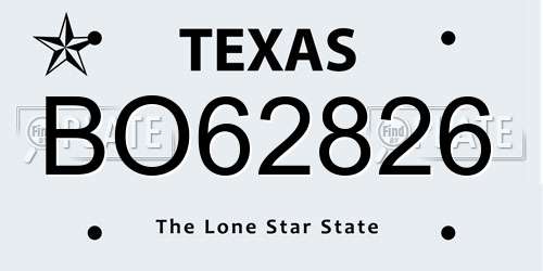 BO62826 Texas License Plate