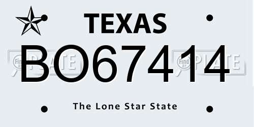 BO67414 Texas License Plate