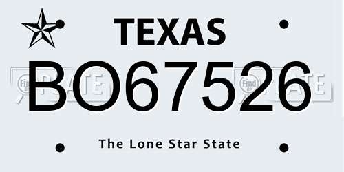 BO67526 Texas License Plate