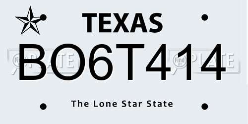 BO6T414 Texas License Plate