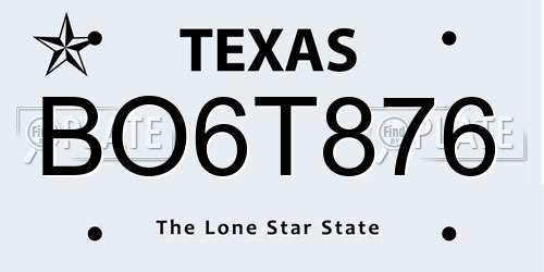 BO6T876 Texas License Plate