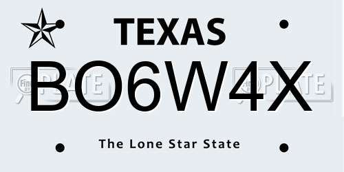 BO6W4X Texas License Plate