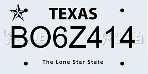 BO6Z414 Texas License Plate