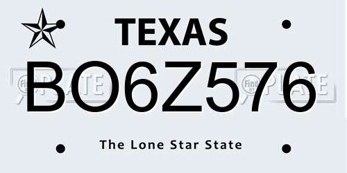 BO6Z576 Texas License Plate