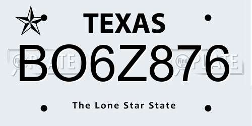 BO6Z876 Texas License Plate