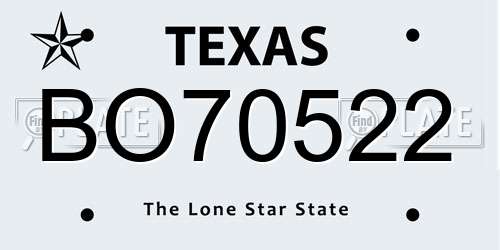 BO70522 Texas License Plate