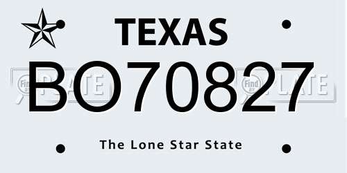BO70827 Texas License Plate