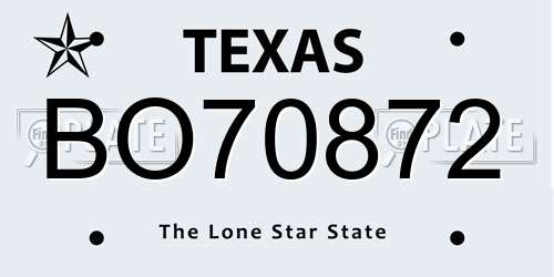 BO70872 Texas License Plate