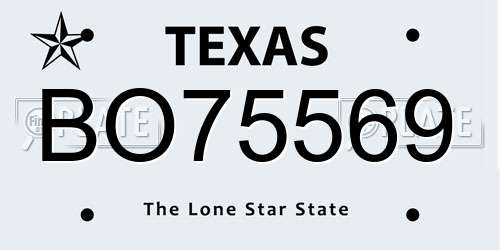 BO75569 Texas License Plate