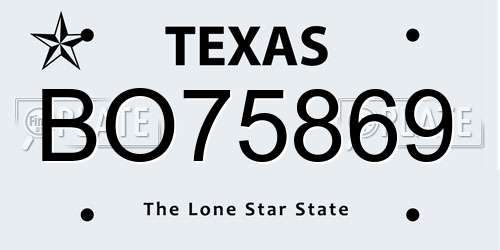 BO75869 Texas License Plate