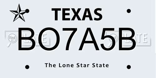 BO7A5B Texas License Plate