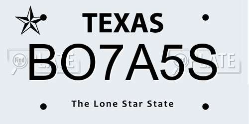 BO7A5S Texas License Plate