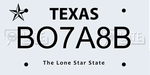 BO7A8B Texas License Plate