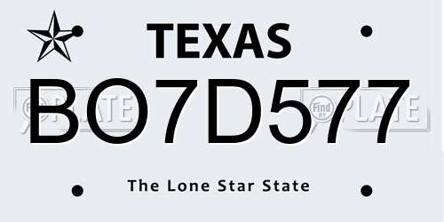 BO7D577 Texas License Plate