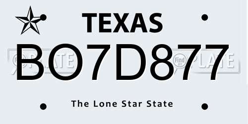BO7D877 Texas License Plate