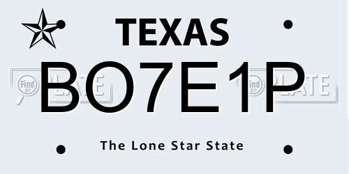 BO7E1P Texas License Plate