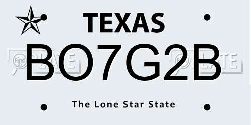 BO7G2B Texas License Plate
