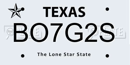 BO7G2S Texas License Plate