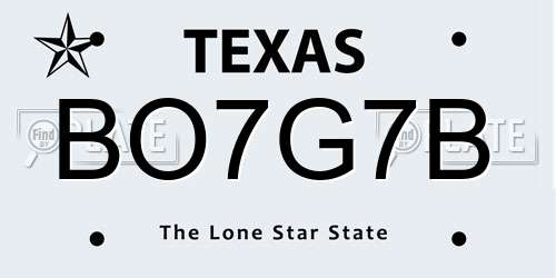 BO7G7B Texas License Plate