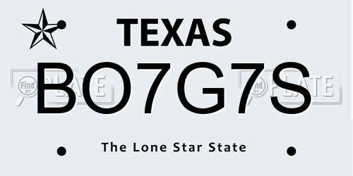 BO7G7S Texas License Plate